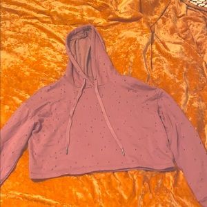 Dusty Pink Cropped, Long Sleeve Hoodie